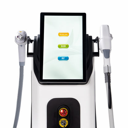 Medical device with control panel and display on a white background