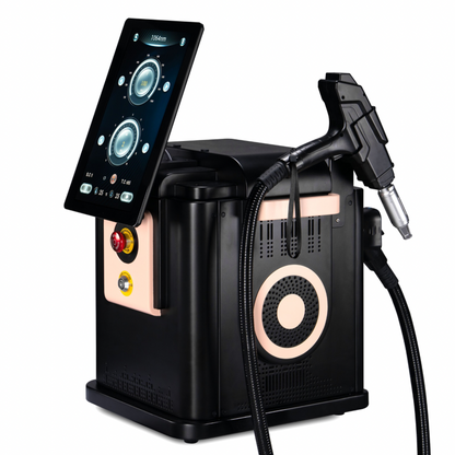 Rejuva Fresh professional laser treatment machine with touchscreen display and handheld 1064nm laser applicator.